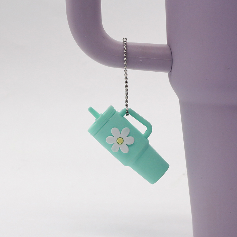 Blue Floral Cup Keychain