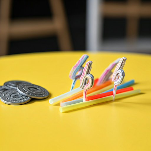 Colorful straw toppers and badges